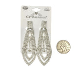 Rhinestone Layer Round Drop Clip On Earrings (1.11x3.15in)