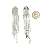 Rhinestone Crystal Fringe Clip On Earrings (0.75x4.25in)
