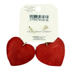 Red Heart Crystal Studded Cushion Earrings (1.5x2.25in)