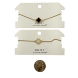 Gold Plated 12mm Glass Bead Clover Bracelet (7+1.5in)