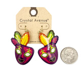 Mardi Gras Themed Clown Mask Earrings (1.5x2.25in)