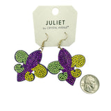 Fleur de Lis Cushion Mardi Gras Themed Earrings (2x2in)
