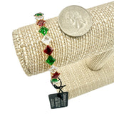 Gold Plated Cubic Zirconia Christmas Cuff Bracelet (2.4x2.4in)