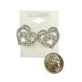 $1.00 Crystal Double Heart Earrings in Silver or Gold (IER5796)