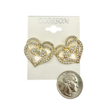 $1.00 Crystal Double Heart Earrings in Silver or Gold (IER5796)
