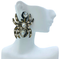 Spider Crystal Seed Bead Earrings - Beaded, Halloween (1.5x2in)