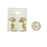 $1.00 Cowboy Hat & Boot Dangle Earrings in Silver or Gold (IER5956)