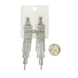 Cubic Zirconia Chandelier Tassel Earrings in Silver or Gold (0.75x4in)