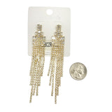 Cubic Zirconia Chandelier Tassel Earrings in Silver or Gold (0.75x4in)
