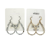 Cubic Zirconia Teardrop Dangle Earrings in Silver or Gold (1x2.25in)
