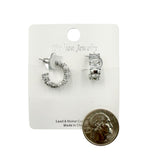 Rhinestone Huggie Hoop Earrings in Silver or Gold(E8638)(0.4x0.6in)