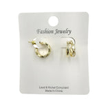 Rhinestone Huggie Hoop Earrings in Silver or Gold (E8640)(0.4x0.6in)