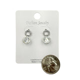 Double Circle Crystal Dangling Earrings in 3 Colors (0.4x0.6in)