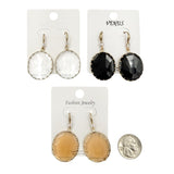 Round Crystal Dangling Earrings in 3 Colors (1.2x2in)