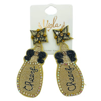 Champagne Bottle Cheers Seed Bead Earrings - Beaded, New Year's (1.25x3in)