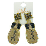 Champagne Bottle Cheers Seed Bead Earrings - Beaded, New Year's (1.25x3in)