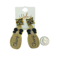 Champagne Bottle Cheers Seed Bead Earrings - Beaded, New Year's (1.25x3in)