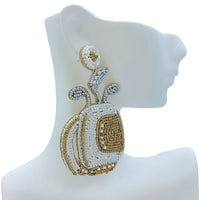 Golf Bag Seed Bead Earrings - Available 4 Colors, Sports, Beaded (1.5x3.25in)