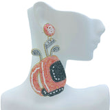 Golf Bag Seed Bead Earrings - Available 4 Colors, Sports, Beaded (1.5x3.25in)
