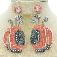 Golf Bag Seed Bead Earrings - Available 4 Colors, Sports, Beaded (1.5x3.25in)