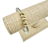 Two Tone Cable Wire Cuff Bracelet (B8613S)
