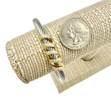 Two Tone Cable Wire Cuff Bracelet (B8613S)