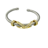 Two Tone Cable Wire Cuff Bracelet (B8614S)
