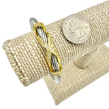 Two Tone Cable Wire Cuff Bracelet (B8614S)