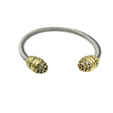 Two Tone Cable Wire Cuff Bracelet (B8612S)