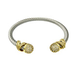 Two Tone Cable Wire Cuff Bracelet (B8610S)