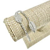 Crystal Dual Leaf Charm Memory Wire Bracelet