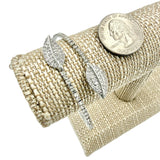 Crystal Dual Leaf Charm Memory Wire Bracelet