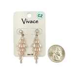 Cubic Zirconia Cascading Dangle Earrings in 2 Colors (0.6x2in)