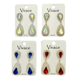 Vivace Rhinestone Crystal Teardrop Dangle Earrings in 4 Colors (0.5x1.5in)