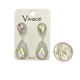 Vivace Rhinestone Crystal Teardrop Dangle Earrings in 4 Colors (0.5x1.5in)