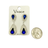 Vivace Rhinestone Crystal Teardrop Dangle Earrings in 4 Colors (0.5x1.5in)