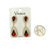 Vivace Rhinestone Crystal Teardrop Dangle Earrings in 4 Colors (0.5x1.5in)