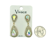 Vivace Rhinestone Crystal Teardrop Dangle Earrings in 4 Colors (0.5x1.5in)