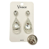 Vivace Rhinestone Layered Crystal Teardrop Dangle Earrings in 3 Colors (0.75x2.25in)