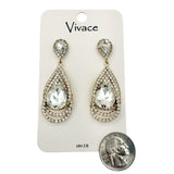 Vivace Rhinestone Layered Crystal Teardrop Dangle Earrings in 3 Colors (0.75x2.25in)
