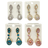 Rhinestone Crystal Teardrop Dangle Earrings in 4 Colors (ER2405)(0.5x1.75in)