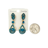 Rhinestone Crystal Teardrop Dangle Earrings in 4 Colors (ER2405)(0.5x1.75in)