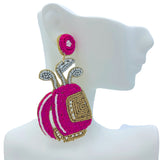 Golf Bag Seed Bead Earrings - Available 4 Colors, Sports, Beaded (1.5x3.25in)