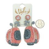 Golf Bag Seed Bead Earrings - Available 4 Colors, Sports, Beaded (1.5x3.25in)