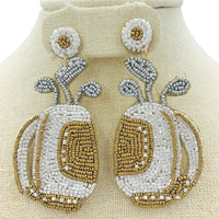 Golf Bag Seed Bead Earrings - Available 4 Colors, Sports, Beaded (1.5x3.25in)