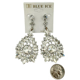 Flowerburst Teardrop Rhinestone Dangle Earrings - 9 Colors (033676)(1.5x3.25in)