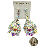 Flowerburst Teardrop Rhinestone Dangle Earrings - 9 Colors (033676)(1.5x3.25in)