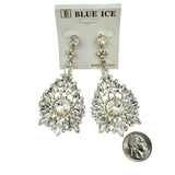 Flowerburst Teardrop Rhinestone Dangle Earrings - 9 Colors (033676)(1.5x3.25in)