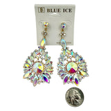 Flowerburst Teardrop Rhinestone Dangle Earrings - 9 Colors (033676)(1.5x3.25in)