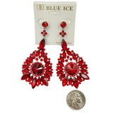 Flowerburst Teardrop Rhinestone Dangle Earrings - 9 Colors (033676)(1.5x3.25in)
